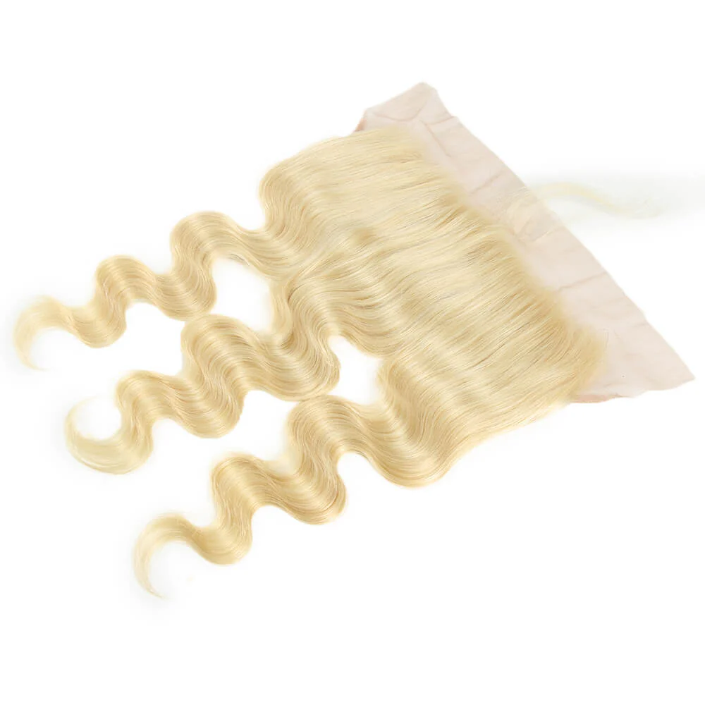 QVR Remy Human Hair 13*4 Lace Frontal Blonde Color Body Wave Closure 613 - Image 3