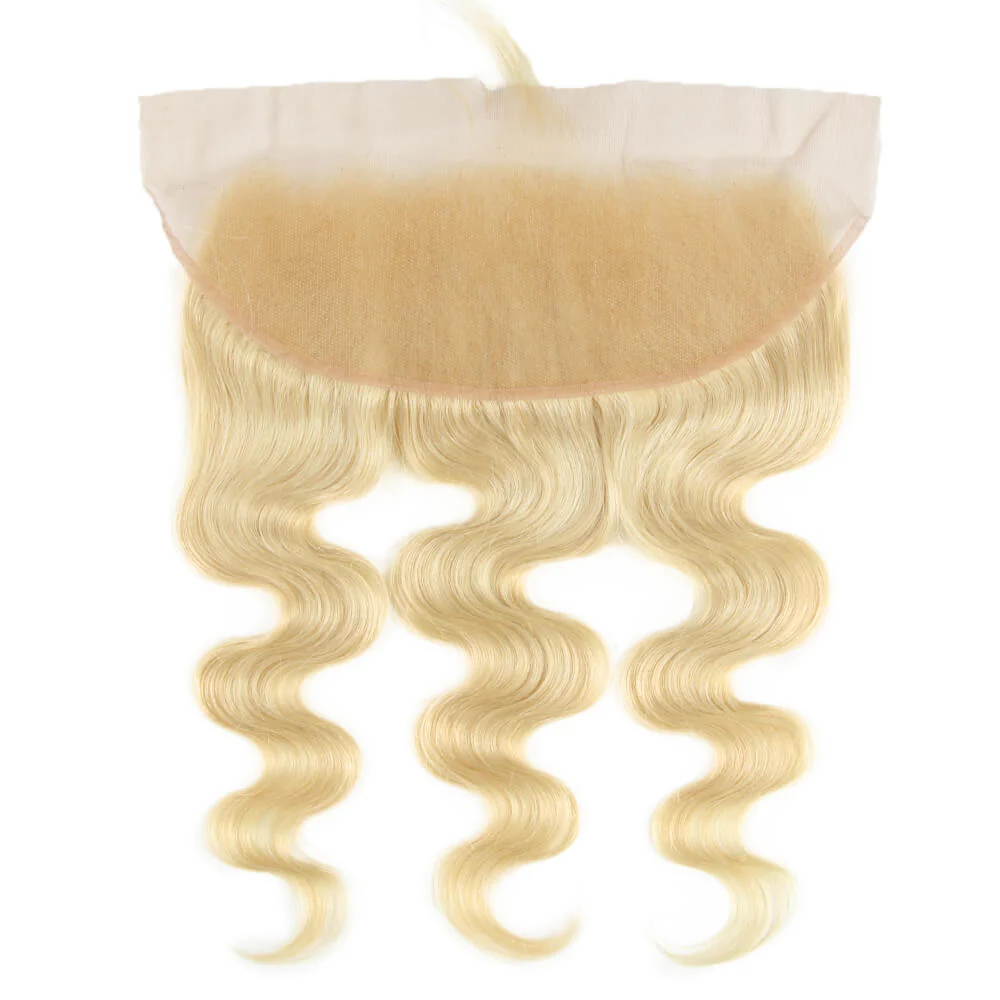QVR Remy Human Hair 13*4 Lace Frontal Blonde Color Body Wave Closure 613 - Image 4