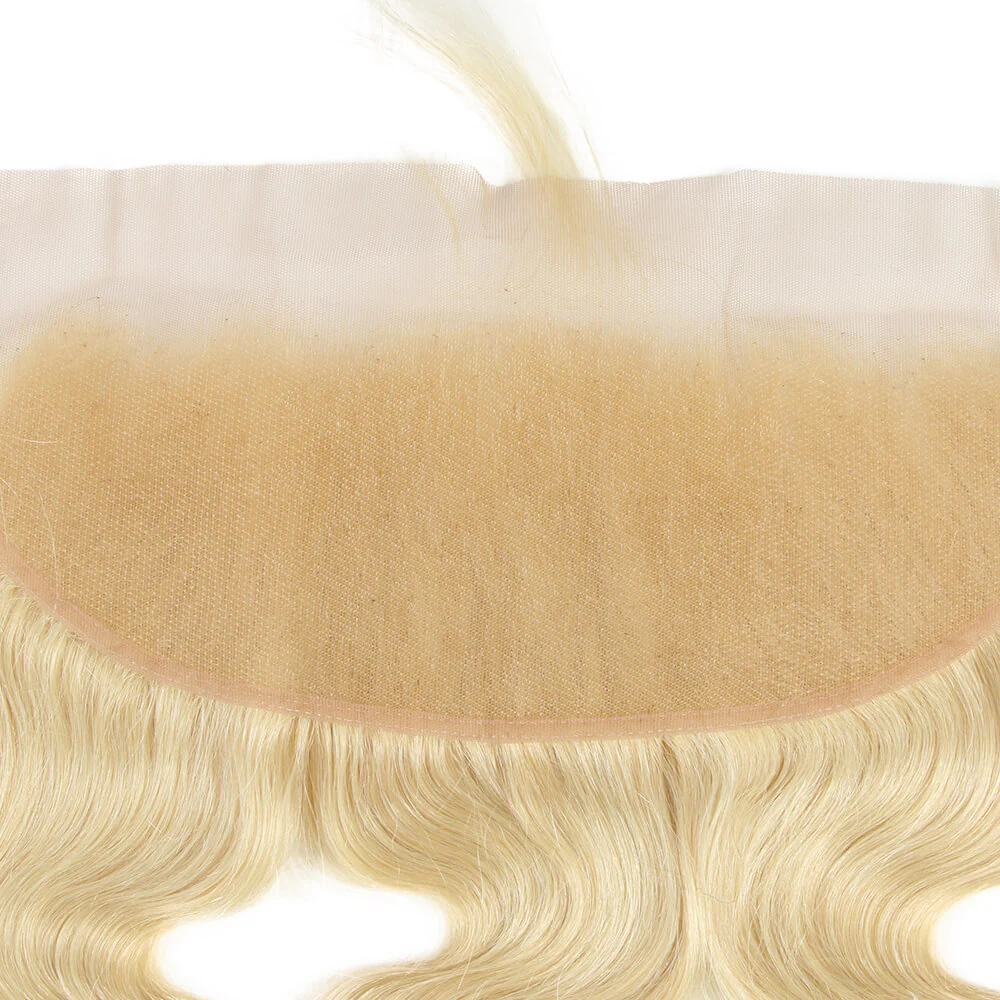 QVR Remy Human Hair 13*4 Lace Frontal Blonde Color Body Wave Closure 613 - Image 5