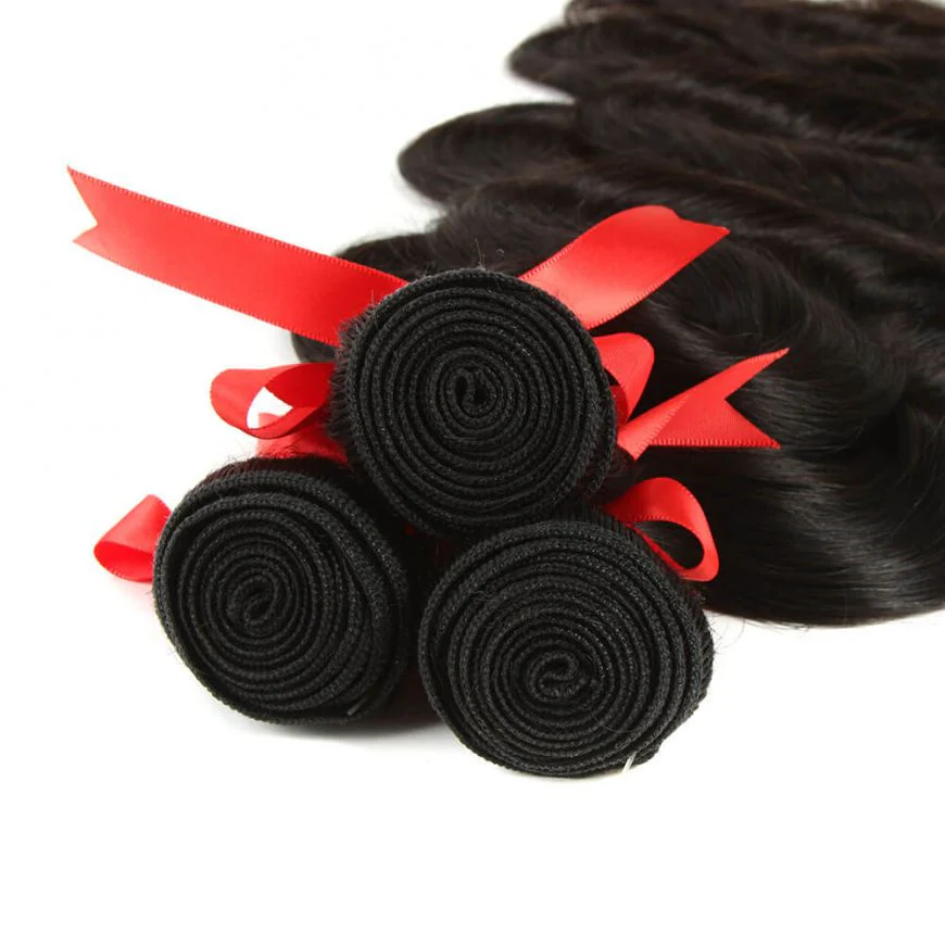 Virgin Human Hair Body Wave 3 Bundles with 13*4 Lace Frontal Closure - Image 7