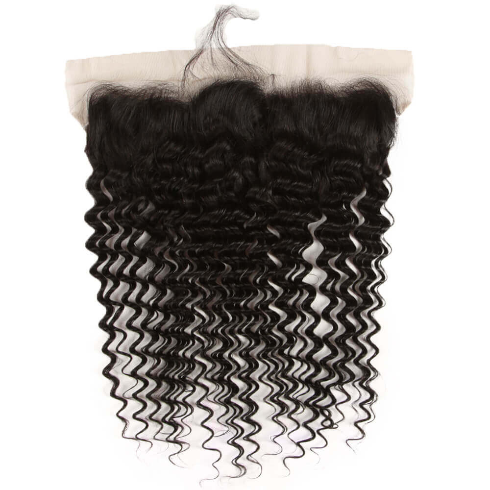 QVR Virgin Human Hair Curly 3 Bundles with 13*4 Lace Frontal Closure Malaysian - Image 3