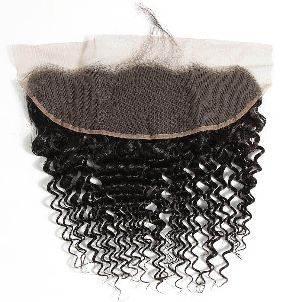 QVR Virgin Human Hair Curly 3 Bundles with 13*4 Lace Frontal Closure Malaysian - Image 4