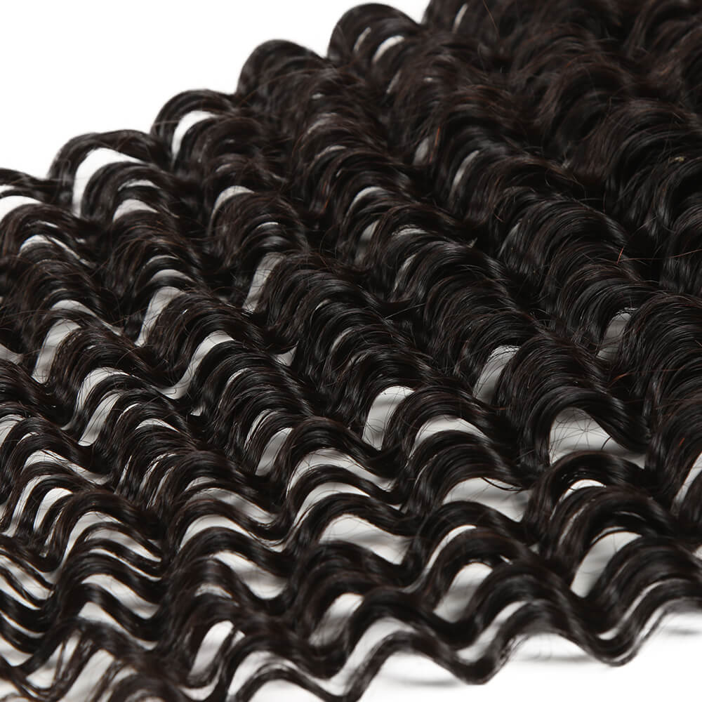 QVR Virgin Human Hair 13*4 Curly Lace Frontal Natural Color - Image 3