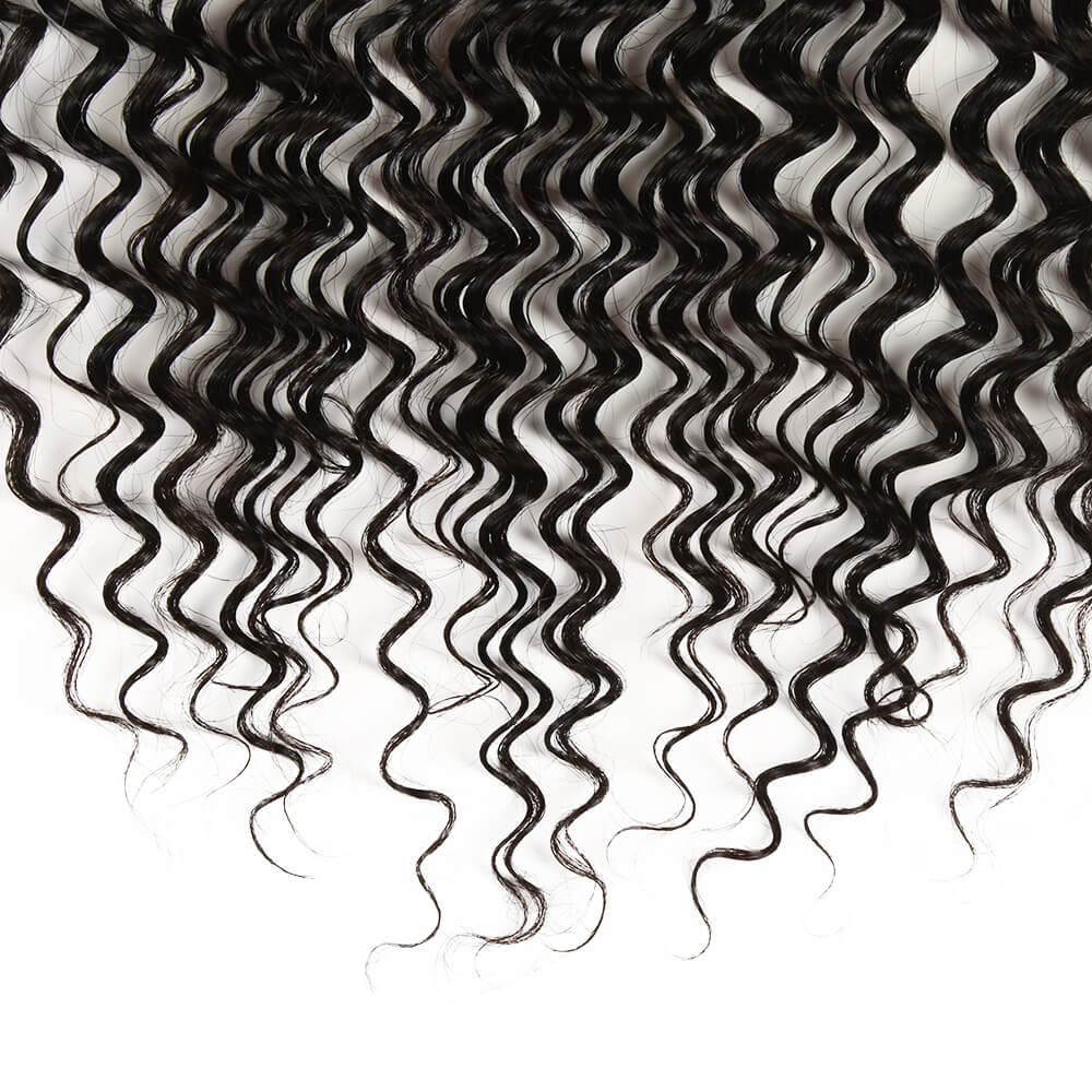 QVR Virgin Human Hair 13*4 Curly Lace Frontal Natural Color - Image 4
