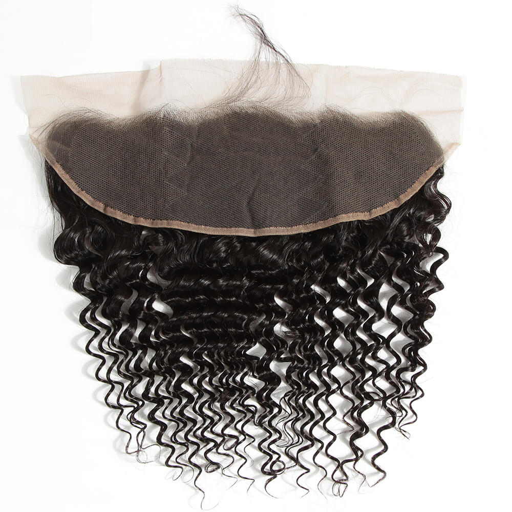 QVR Virgin Human Hair 13*4 Curly Lace Frontal Natural Color - Image 5