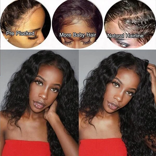 QVR Water Wave Wigs Curly Human Hair Wig 13x6 Full Lace HD Transparent Lace Wig Natural Color - Image 6