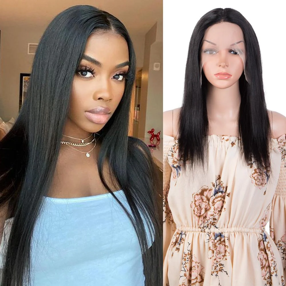 QVR Virgin Human Hair 13x6 Lace Frontal Straight Wigs Bleach Knots Wig