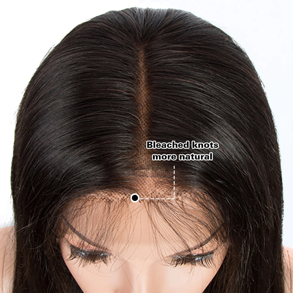 QVR Virgin Human Hair 13x6 Lace Frontal Straight Wigs Bleach Knots Wig - Image 6