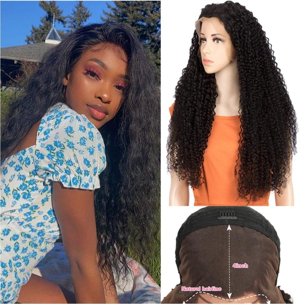 QVR Remy Human Hair 13*4 Lace Frontal Wigs Curly Wave Wig - Image 2