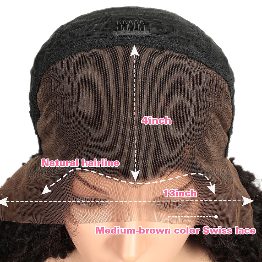 QVR Remy Human Hair 13*4 Lace Frontal Wigs Curly Wave Wig - Image 9