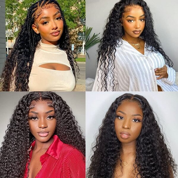 QVR Deep Wave Wig Virgin Human Hair 13x6 Full Lace Frontal HD Transparent Wigs Natural Color - Image 2