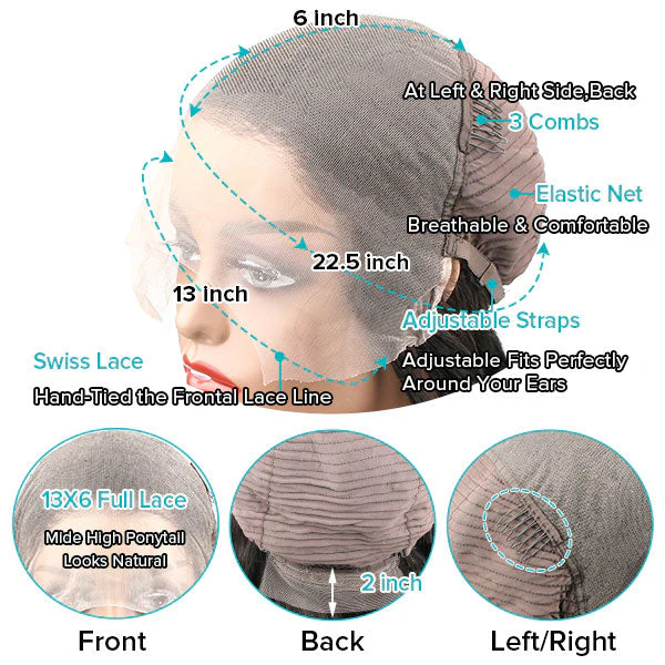 QVR Deep Wave Wig Virgin Human Hair 13x6 Full Lace Frontal HD Transparent Wigs Natural Color - Image 8