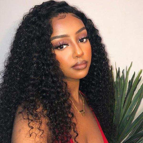 QVR Curly Wigs Virgin Human Hair Kinky Curly Wig 13x6 Full Lace HD Transparent Lace Wig Natural Color - Image 4