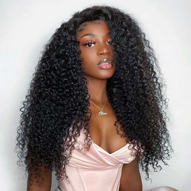 QVR Curly Wigs Virgin Human Hair Kinky Curly Wig 13x6 Full Lace HD Transparent Lace Wig Natural Color - Image 5