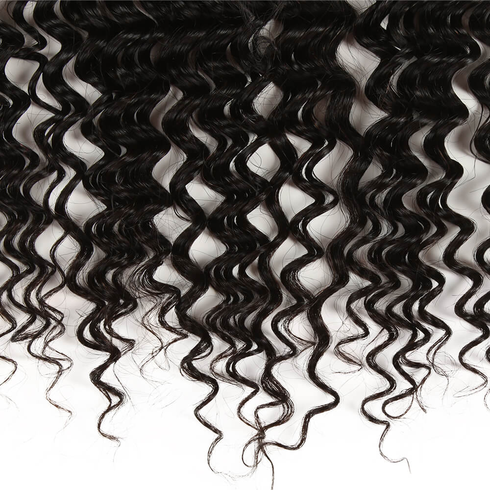 QVR Virgin Human Hair 360 Frontal Closure Curly Wave Natural Color - Image 3