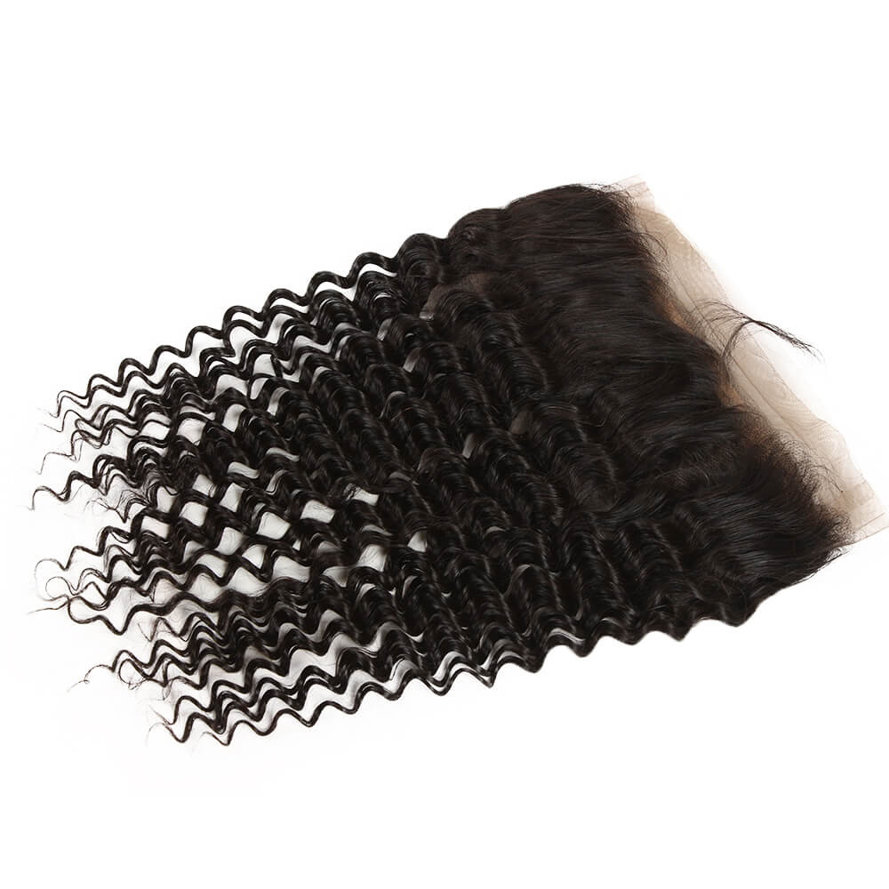 QVR Virgin Human Hair 360 Frontal Closure Curly Wave Natural Color - Image 6