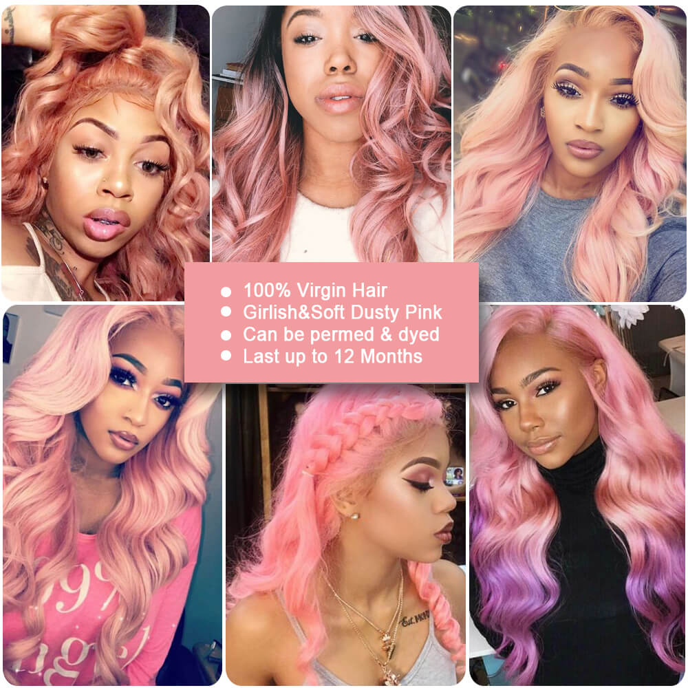 QVR Virgin Human Hair 4*4 Body Wave Closure Pink2 - Image 5