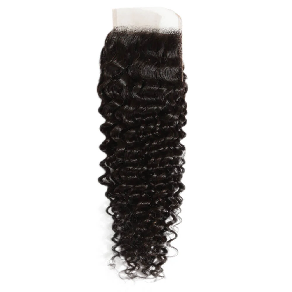QVR Virgin Human Hair 4*4 Curly Closure Natural Color