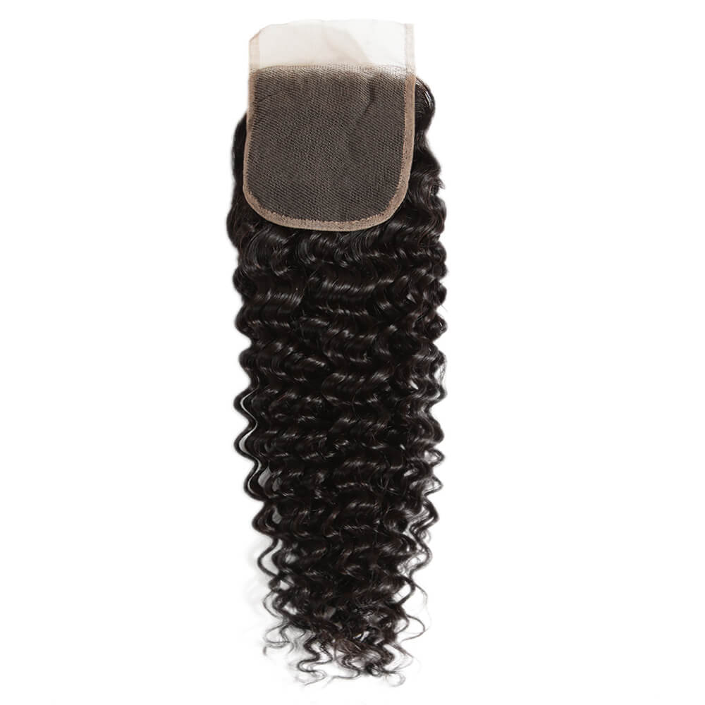 QVR Virgin Human Hair 4*4 Curly Closure Natural Color - Image 3