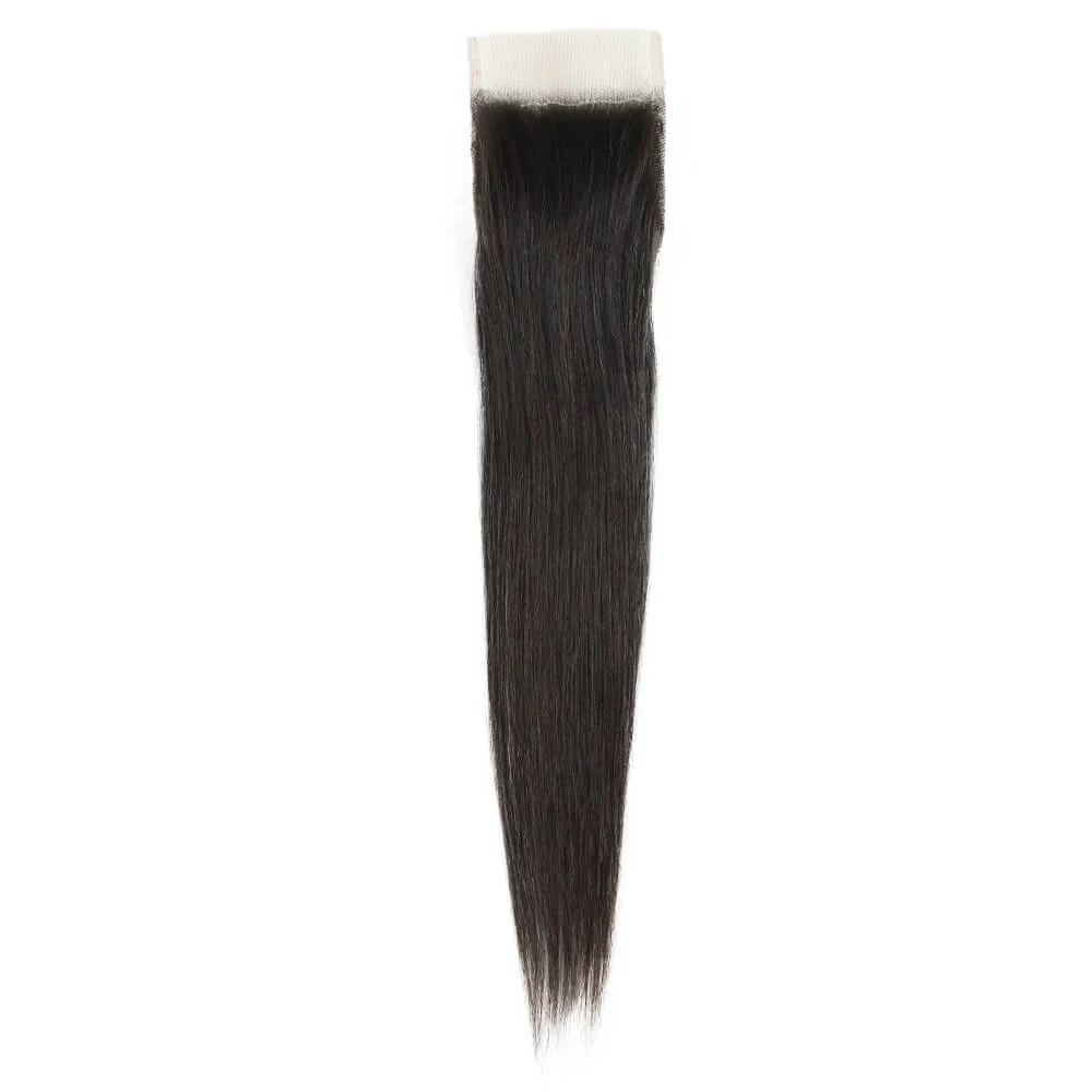 QVR Virgin Human Hair 4*4 Straight Closure Natural Color