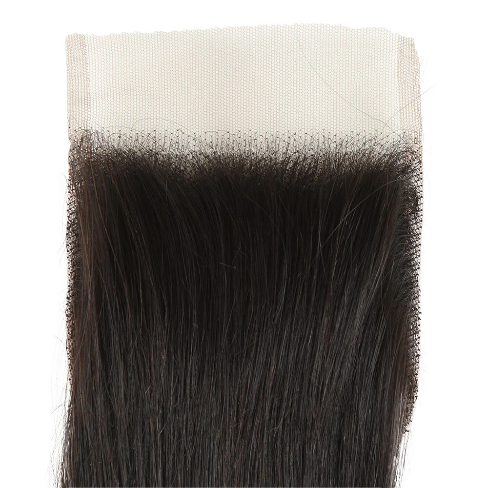 QVR Virgin Human Hair 4*4 Straight Closure Natural Color - Image 2