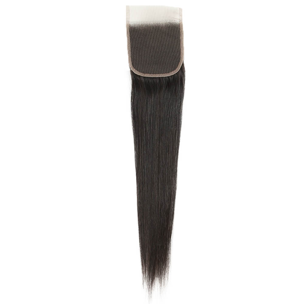 QVR Virgin Human Hair 4*4 Straight Closure Natural Color - Image 3