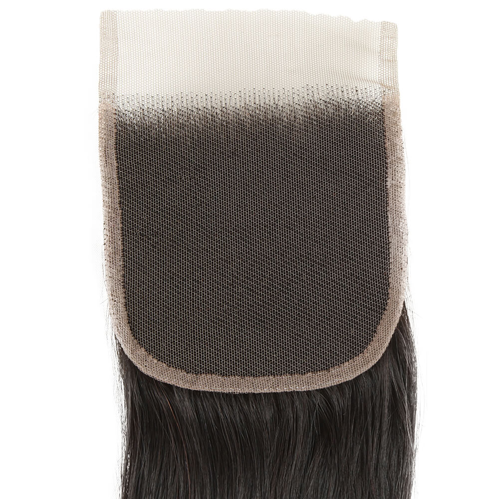 QVR Virgin Human Hair 4*4 Straight Closure Natural Color - Image 4