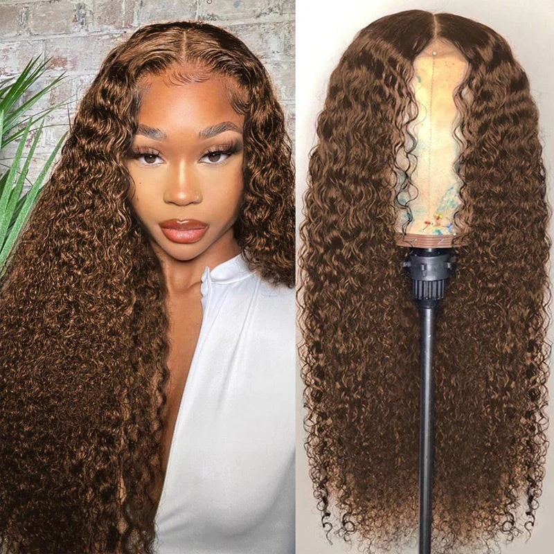 Chestnut Dark Brown Color HD Lace 5x5 Lace Closure Wigs Deep Wave Glueless Wig Pre Plucked 180% Density - Image 3