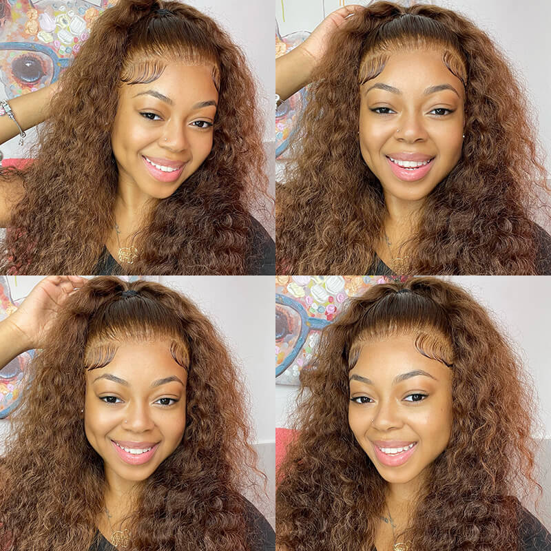 Chestnut Dark Brown Color HD Lace 5x5 Lace Closure Wigs Deep Wave Glueless Wig Pre Plucked 180% Density - Image 6