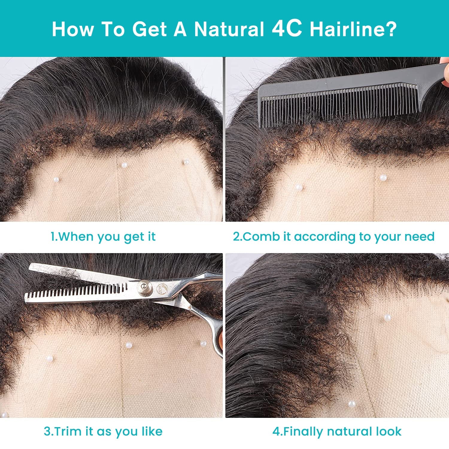 4C Edge Hairline-Straight Hair 5x5 HD Transparent Lace Frontal Wigs With Kinky Edges Curly Baby Hair - Image 4