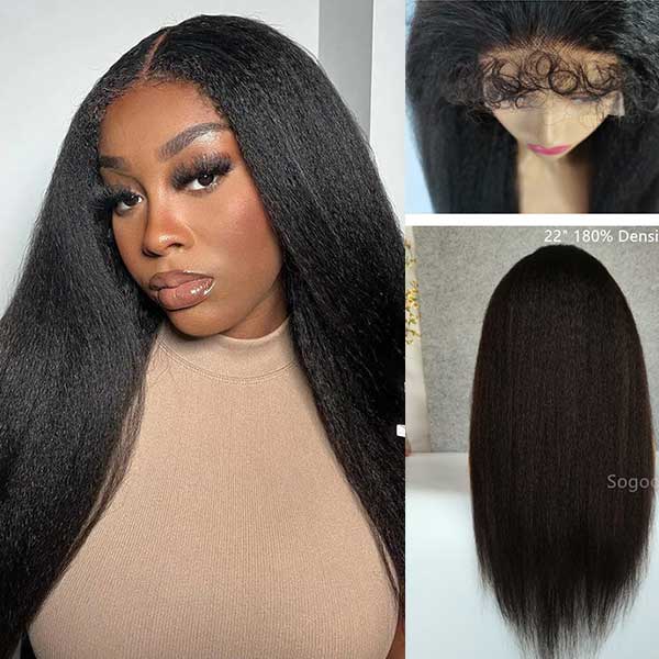 4C Edges 5x5 Transparent HD Lace Closure Wigs Kinky Straight Hair - Image 3