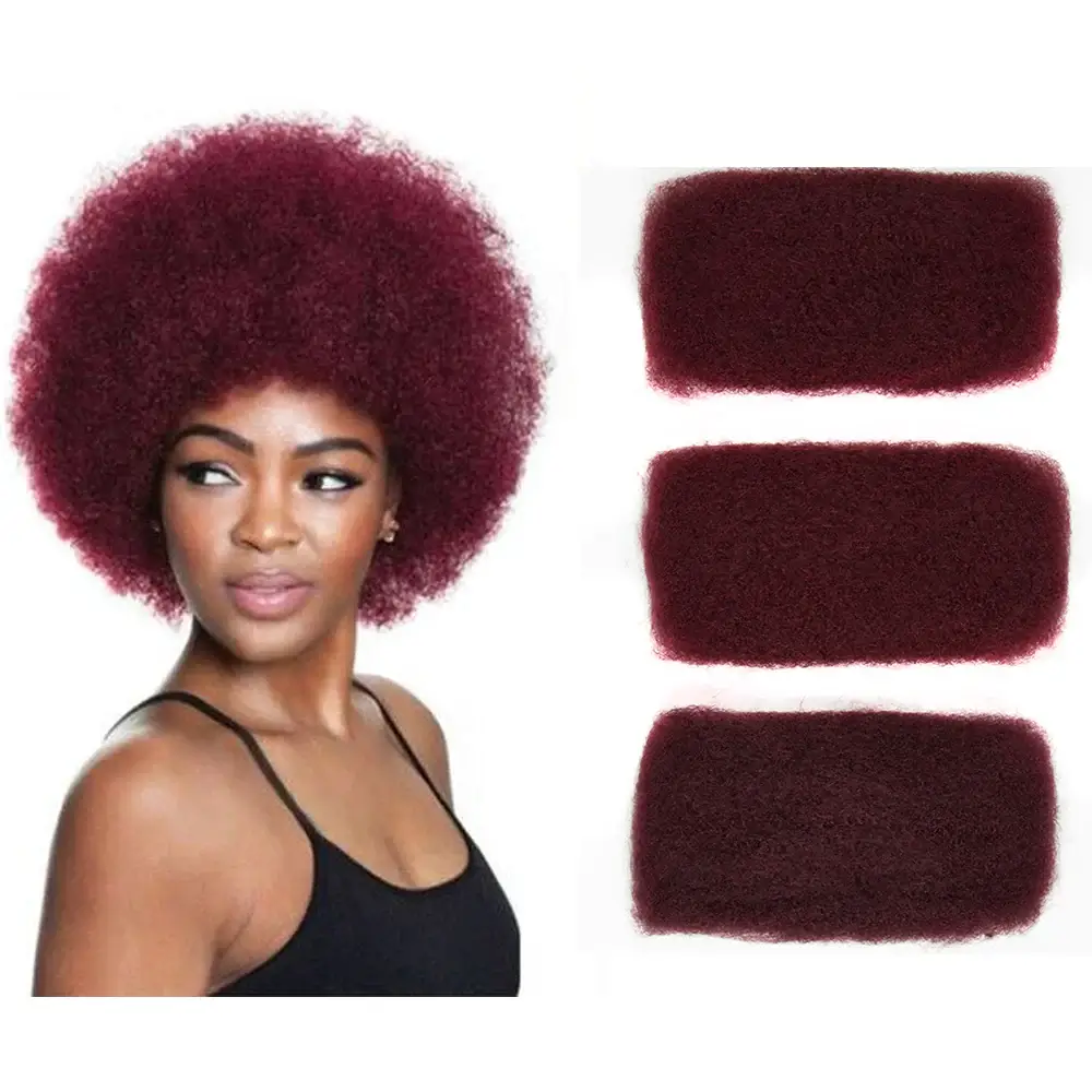 50% OFF|99J Burgundy Color Afro Kinky Bulk Human Hair - Image 2