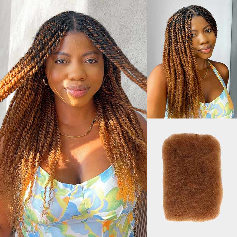 50% OFF| Auburn Brown Afro Kinky Bulk Human Hairn Color For Braiding DreadLock - Image 2