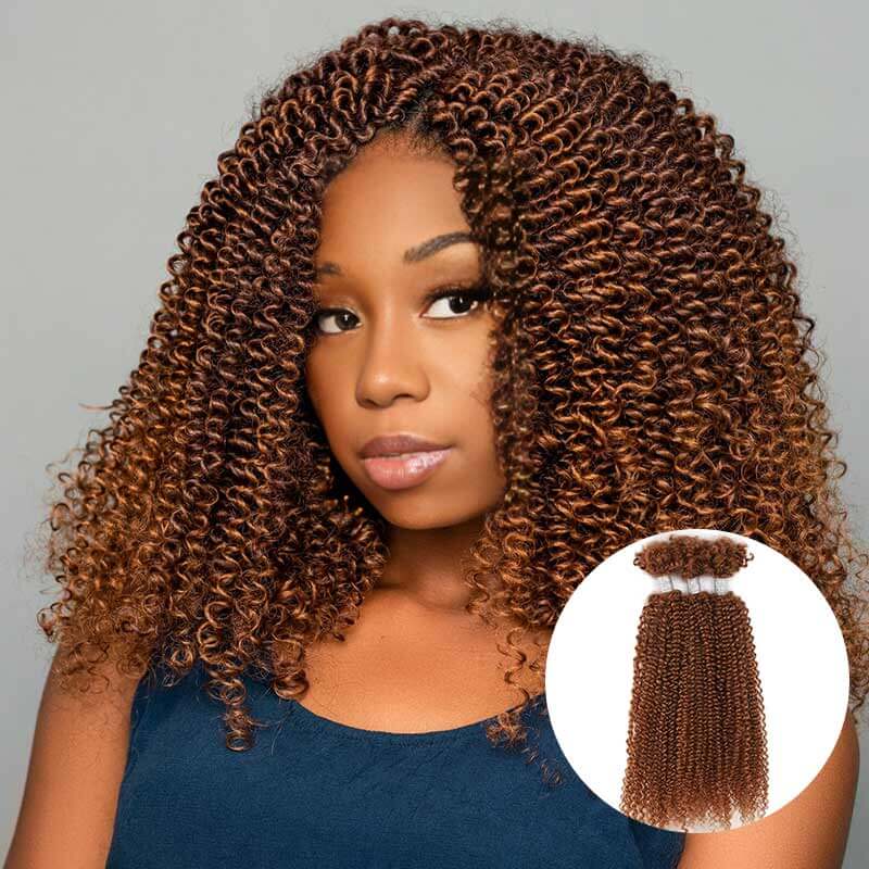 50% OFF|Auburn Brown Afro Kinky V Bulk for Kinky Twist