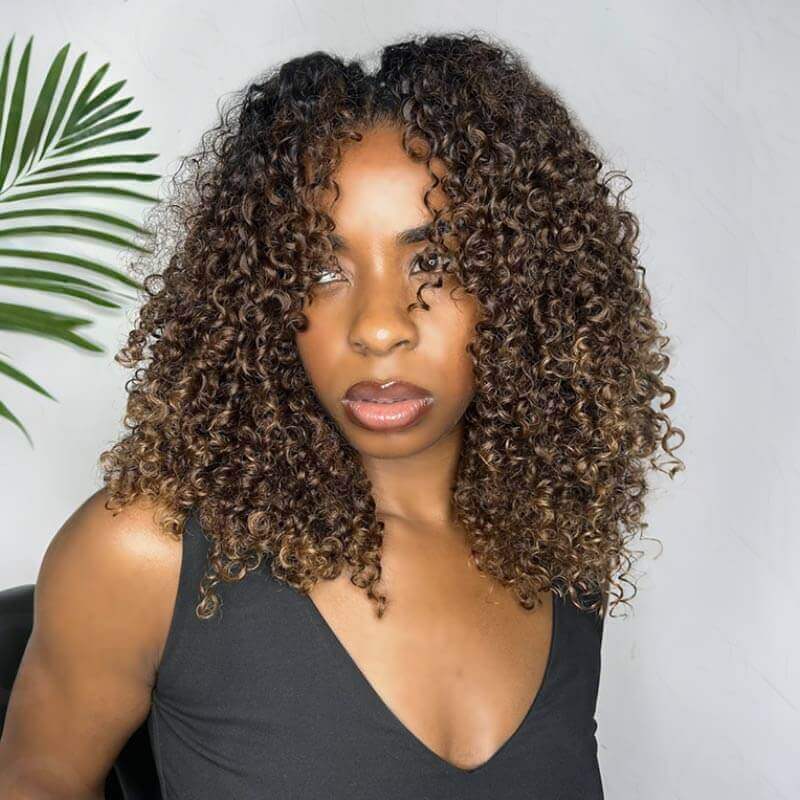 QVR Ombre #T1B/30/27 Small Kinky Curly Machine Made Feather Crochet Human Hair Extensions - Image 3