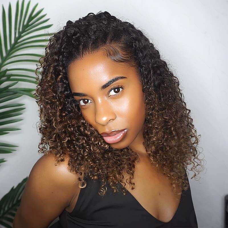 QVR Ombre #T1B/30/27 Small Kinky Curly Machine Made Feather Crochet Human Hair Extensions - Image 6