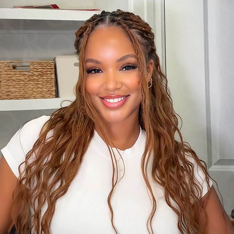 B3G1|QVR Auburn Brown Body Wave Bulk Human Hair Extensions for Boho Knotless Braiding - Image 3