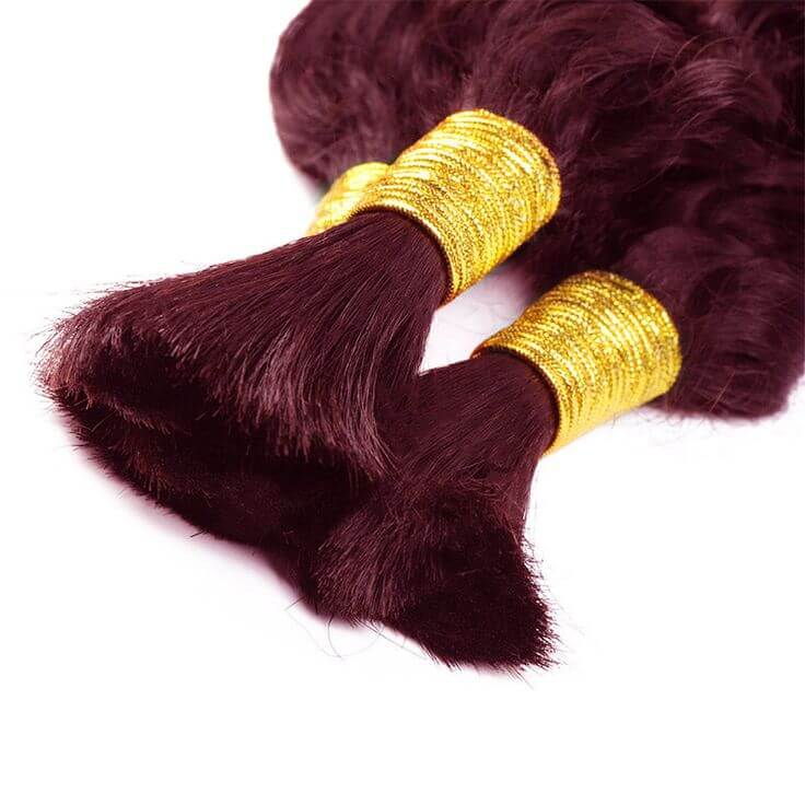QVR Burgundy Deep Wave Bulk Hair Extensions for Boho Knotless Braiding - Image 4