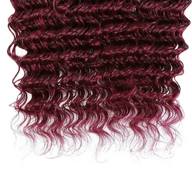 QVR Burgundy Deep Wave Bulk Hair Extensions for Boho Knotless Braiding - Image 5