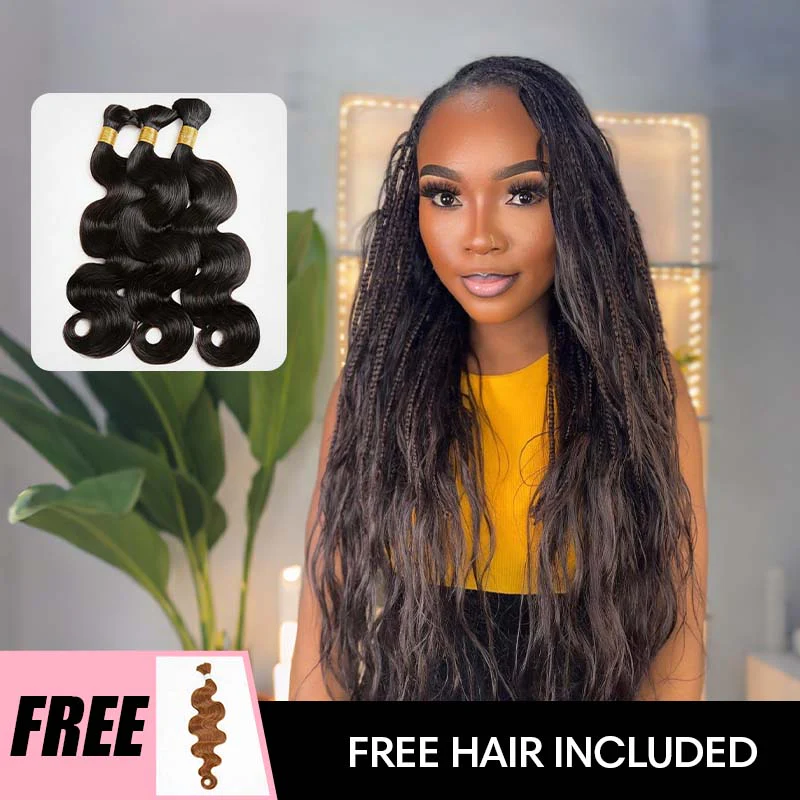 B3G1|QVR Deep Wave Boho Knotless Braids Human Bulk Hair - Image 5