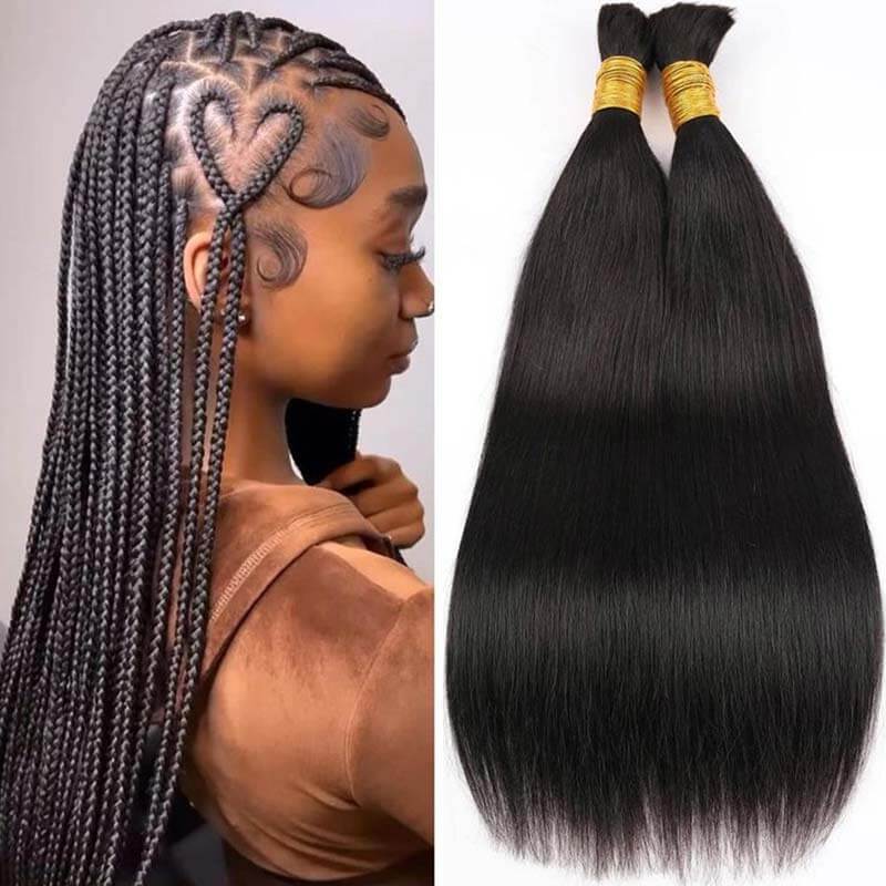QVR Silk Straight Bulk Hair Extensions for Boho Knotless Braiding - Image 4