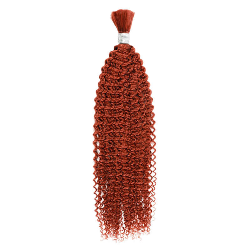 QVR Orange Kinky Curly Bulk Hair Extensions for Boho Knotless Braiding - Image 3