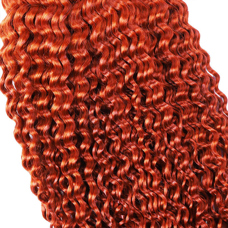 QVR Orange Kinky Curly Bulk Hair Extensions for Boho Knotless Braiding - Image 4