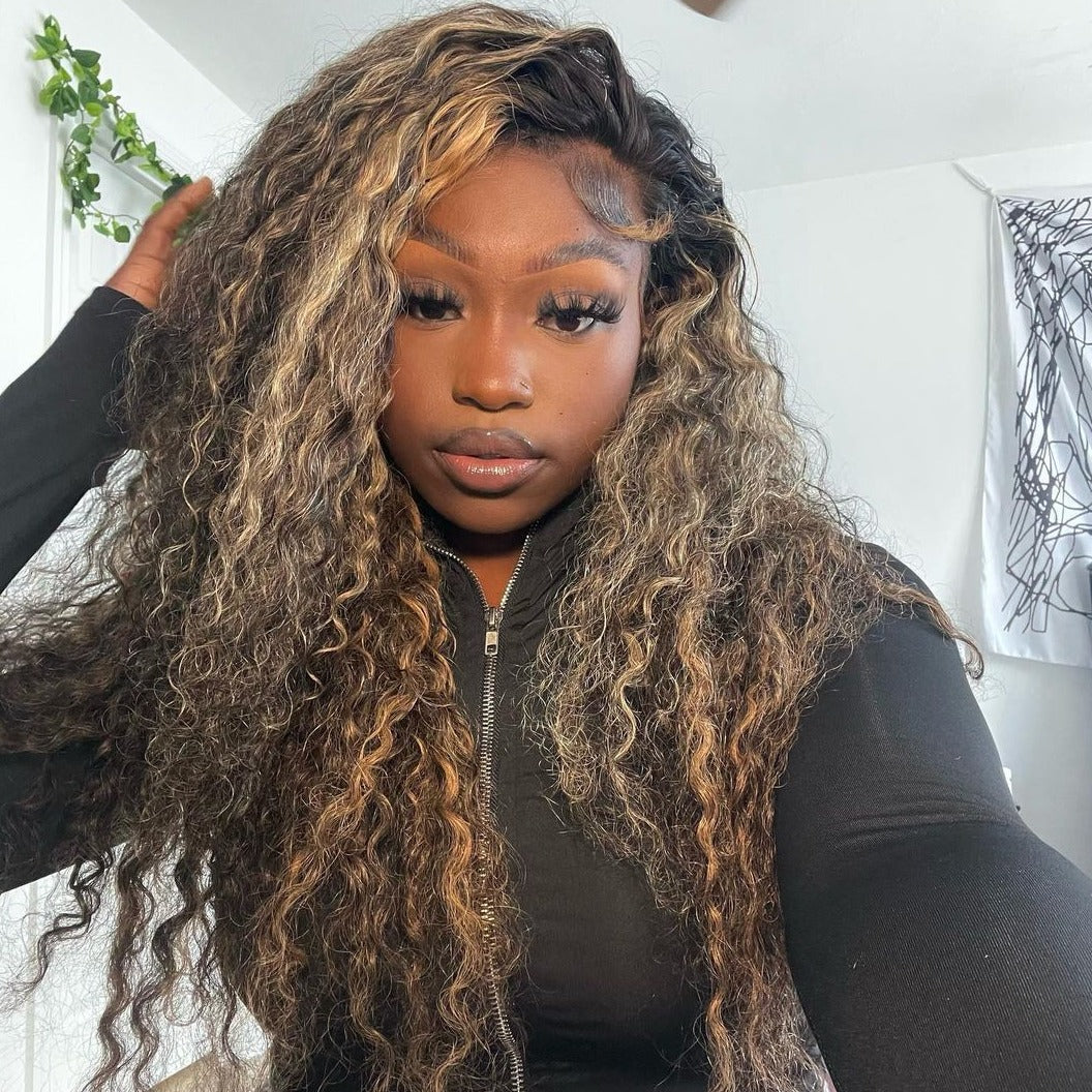 Balayage Highlight Deep Wave HD Lace 13x4 Transparent Lace 180% Density Color Wigs Free Part - Image 3