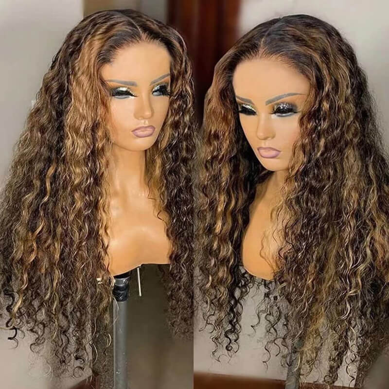 Balayage Highlight Deep Wave HD Lace 13x4 Transparent Lace 180% Density Color Wigs Free Part - Image 4