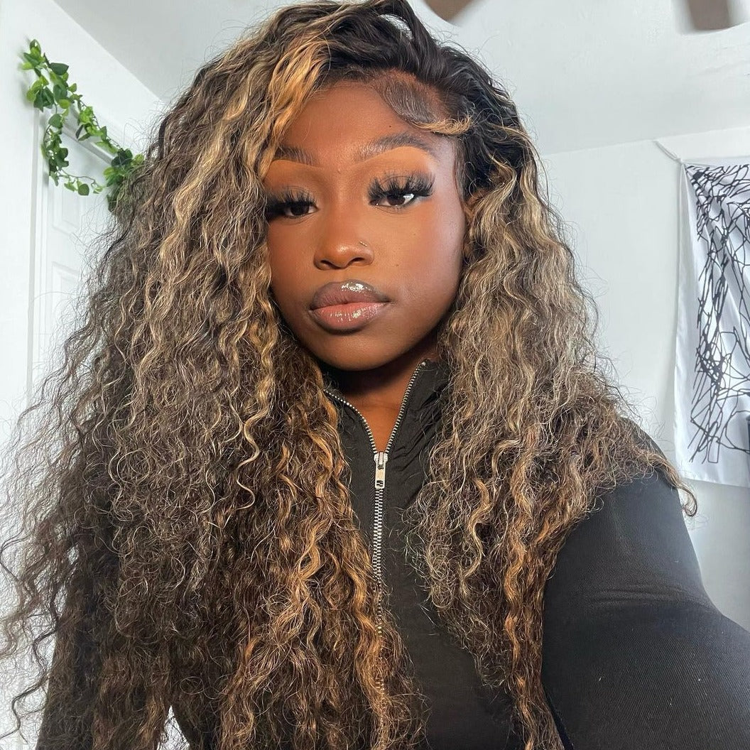 Balayage Highlight Deep Wave HD Lace 13x4 Transparent Lace 180% Density Color Wigs Free Part - Image 5