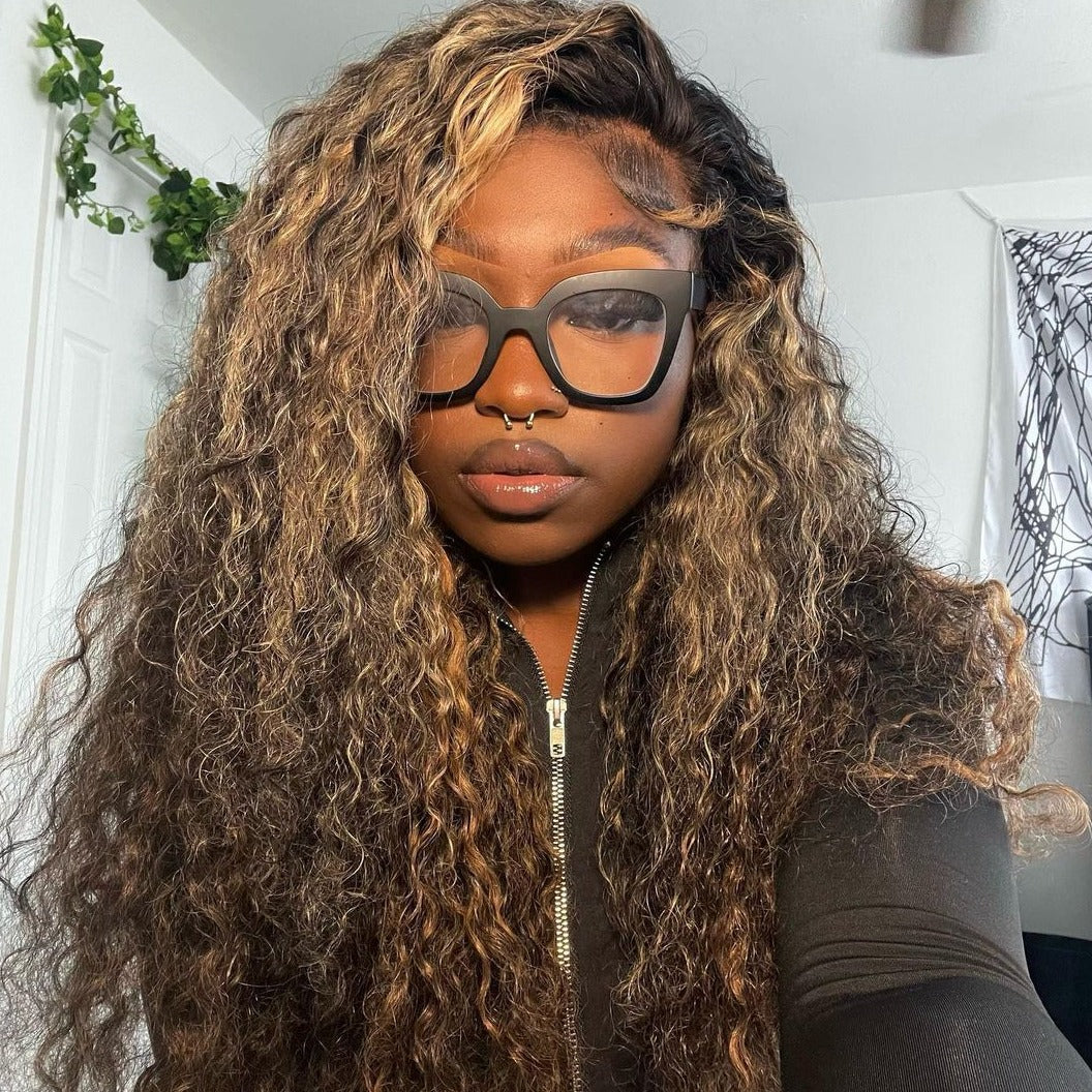 Balayage Highlight Deep Wave HD Lace 13x4 Transparent Lace 180% Density Color Wigs Free Part - Image 7