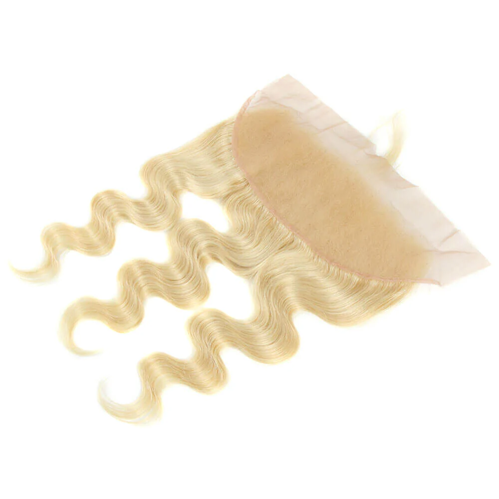QVR Virgin Human Hair Blonde Body Wave 3 Bundles With 13*4 Lace Frontal - Image 7