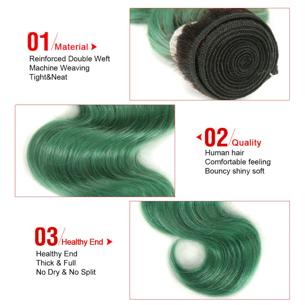 QVR Virgin Human Hair Body Wave 3 Bundles TT1B/TUQIV - Image 3