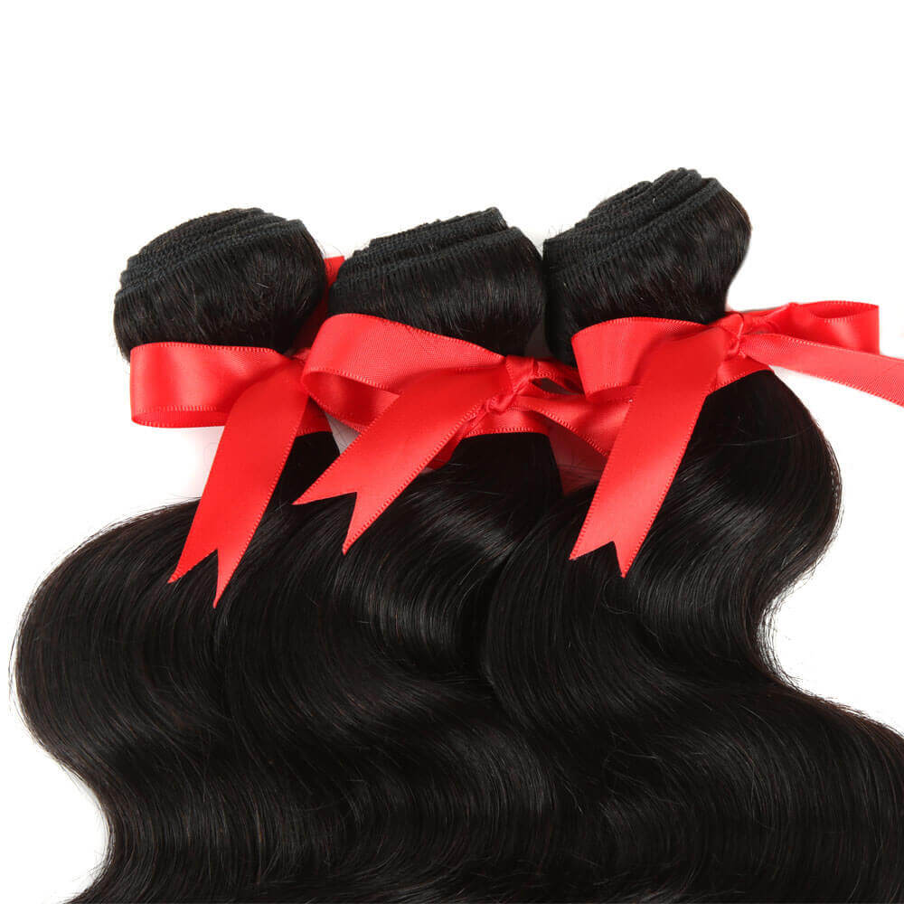 QVR Virgin Human Hair Body Wave 3 Bundles With 360 Lace Frontal - Image 3